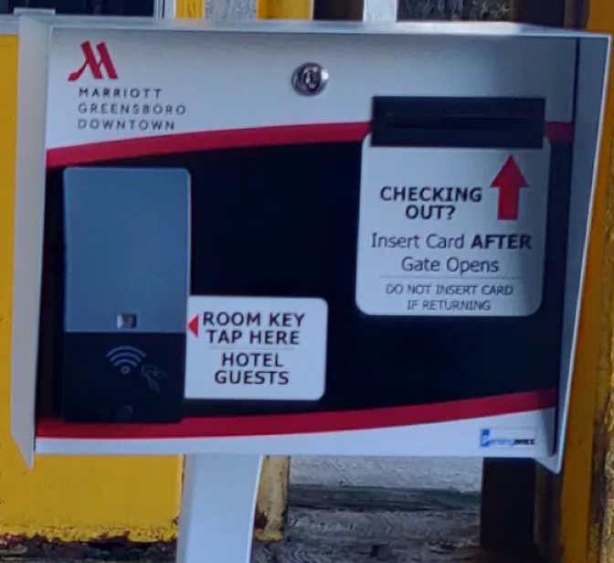 Assa Abloy VingCard entry pedestal on parking kiosk