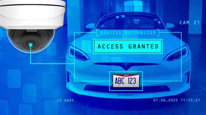 License plate recognition camera for parking lot access control