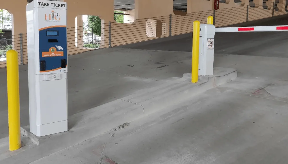 Completed parking island with conduit and bollards