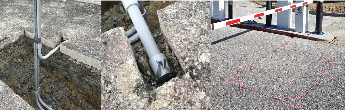 Parking equipment island concrete detail